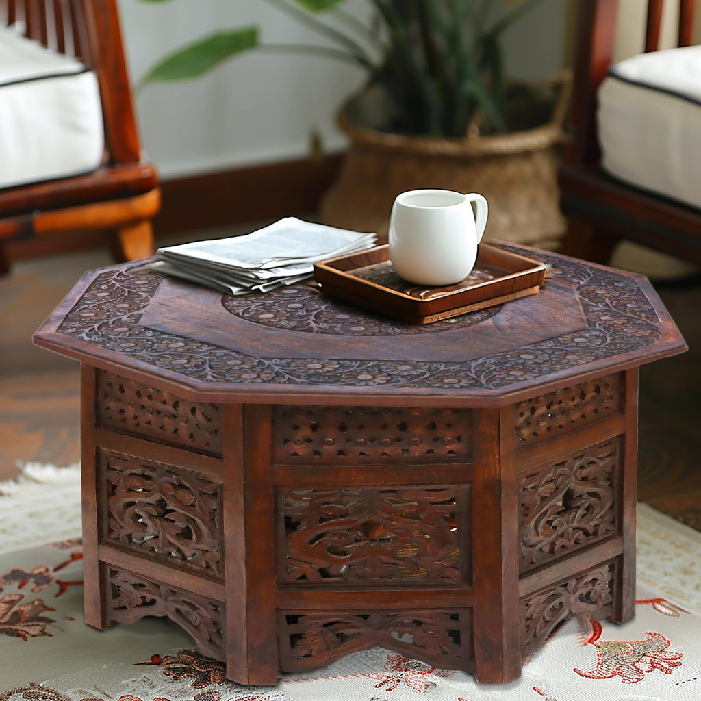 Solid Wood Folding Octagon Coffee Table P730686