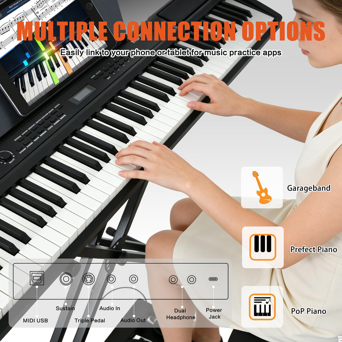 88 Key Weighted Digital Piano with Bench and 3 Pedal Unit V14405