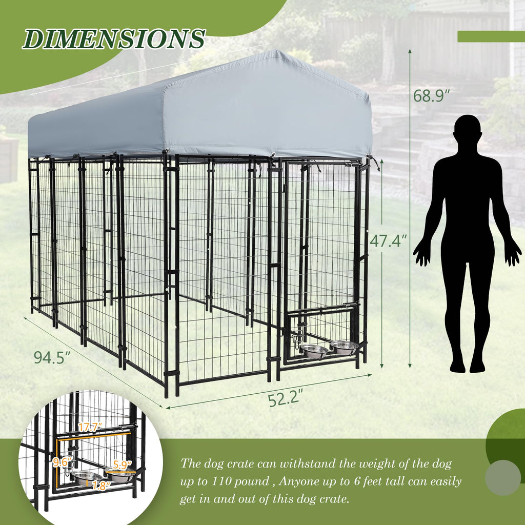 8x4x5.7 FT Heavy Duty Outdoor Dog Kennel with Roof G592365