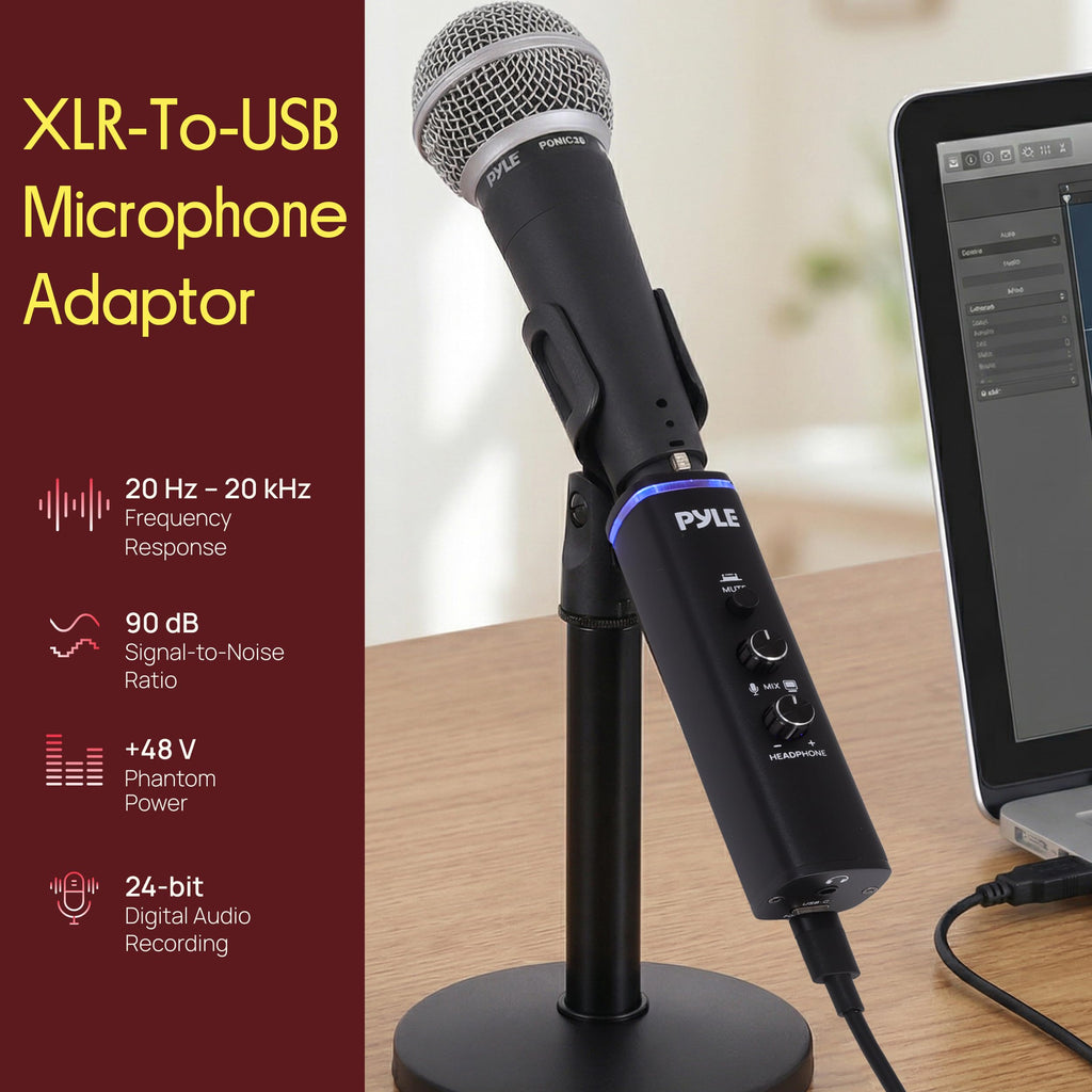 XLR-to-USB Microphone Signal Adapter with Phantom Power D35546