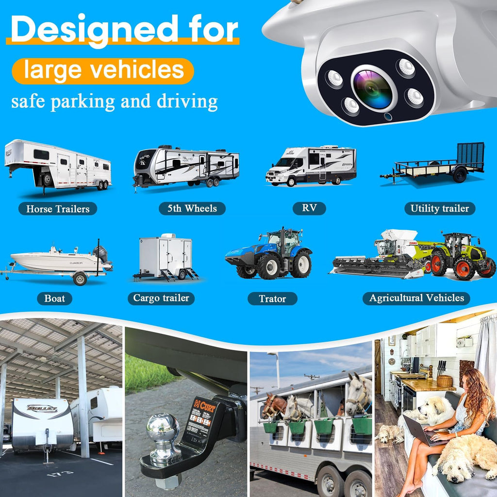 Wireless RV Backup Camera 1080P HD with 7″ DVR Monitor O7370