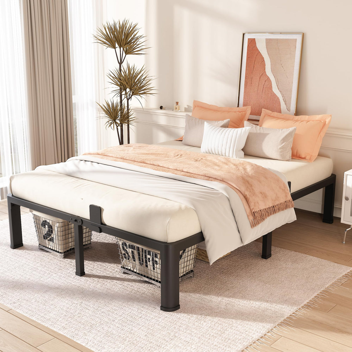 Queen Size 14 Inch Metal Platform Bed Frame T6933