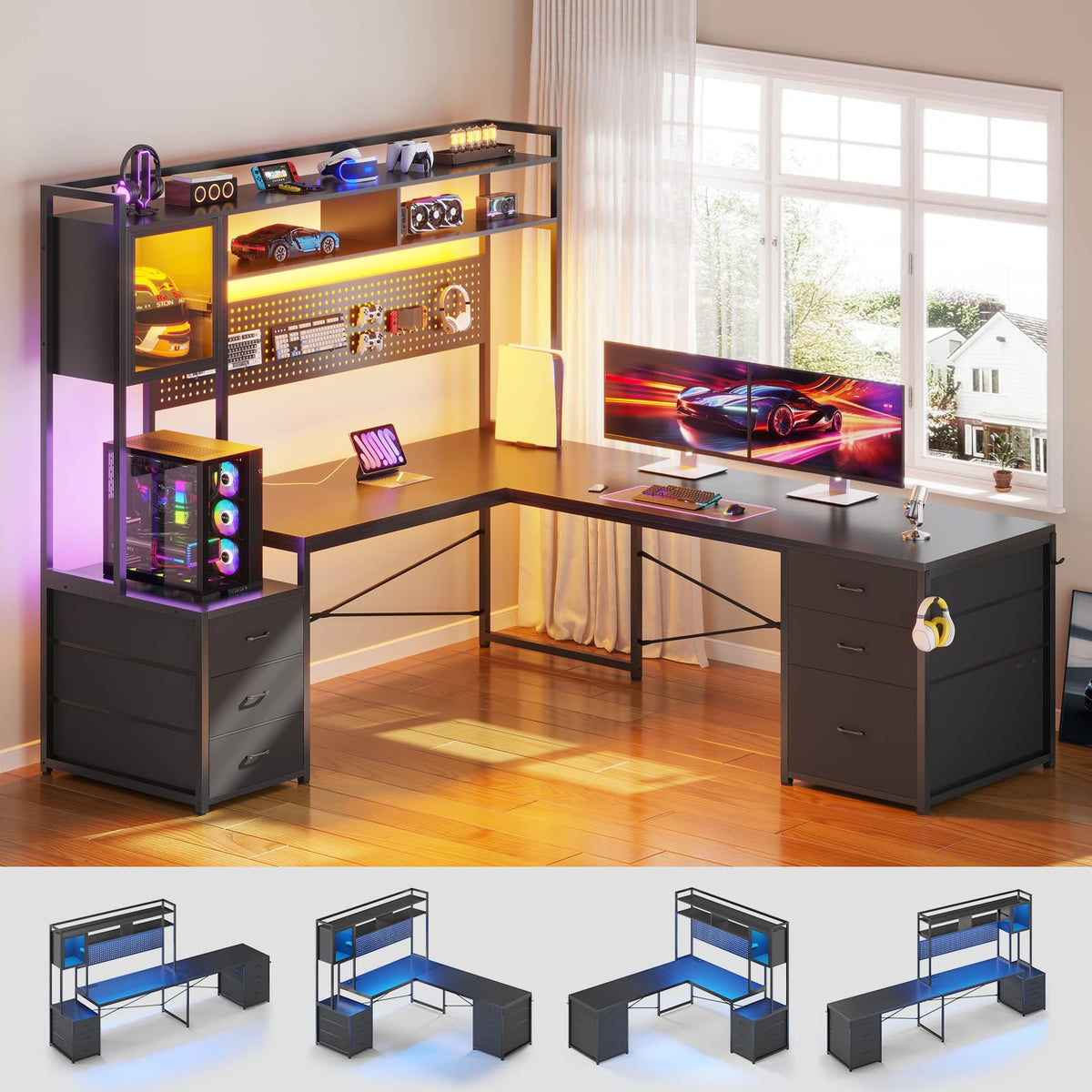L Shaped Gaming Desk with 6 Drawers R963732