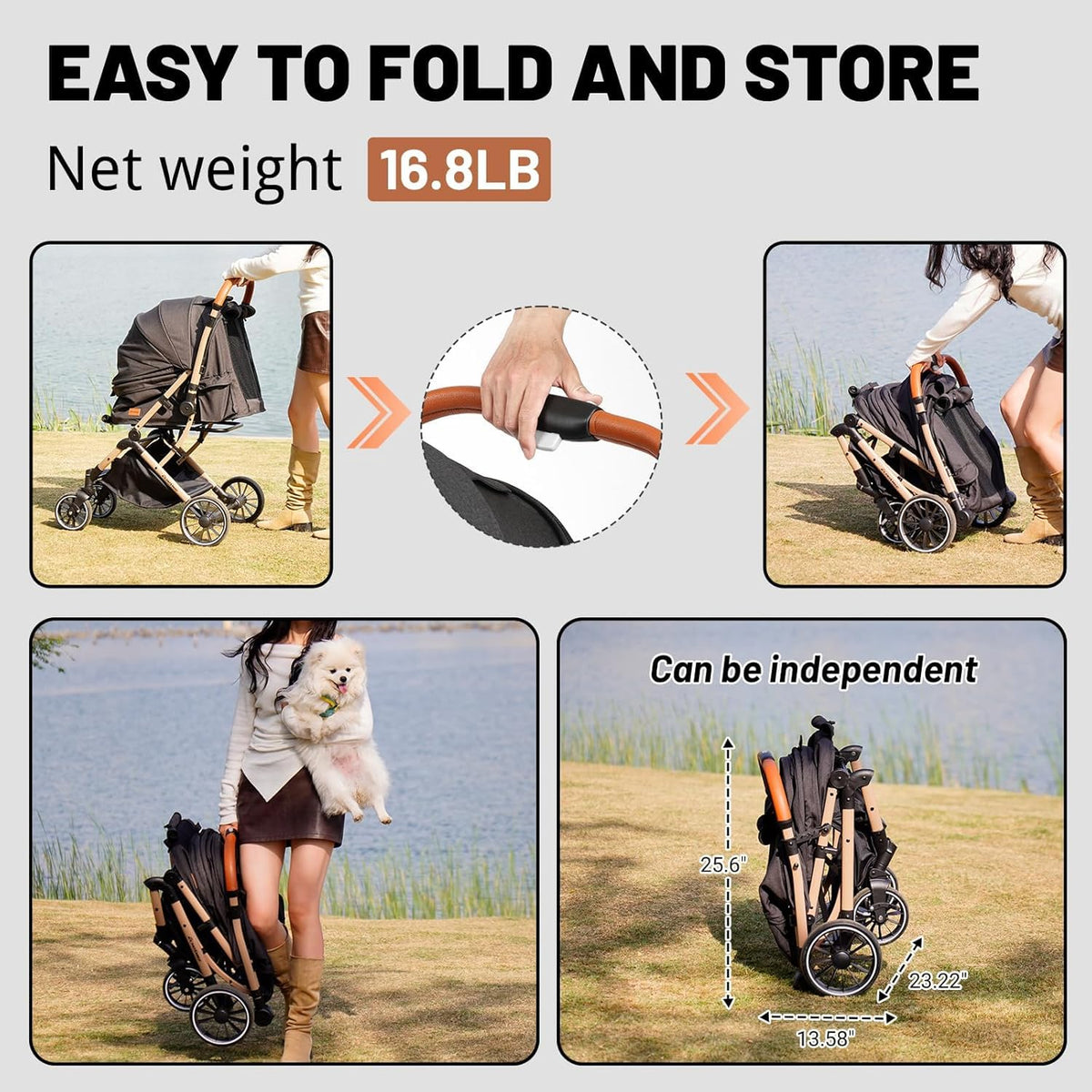 4-Wheel Pet Stroller with Reversible Handle H32268