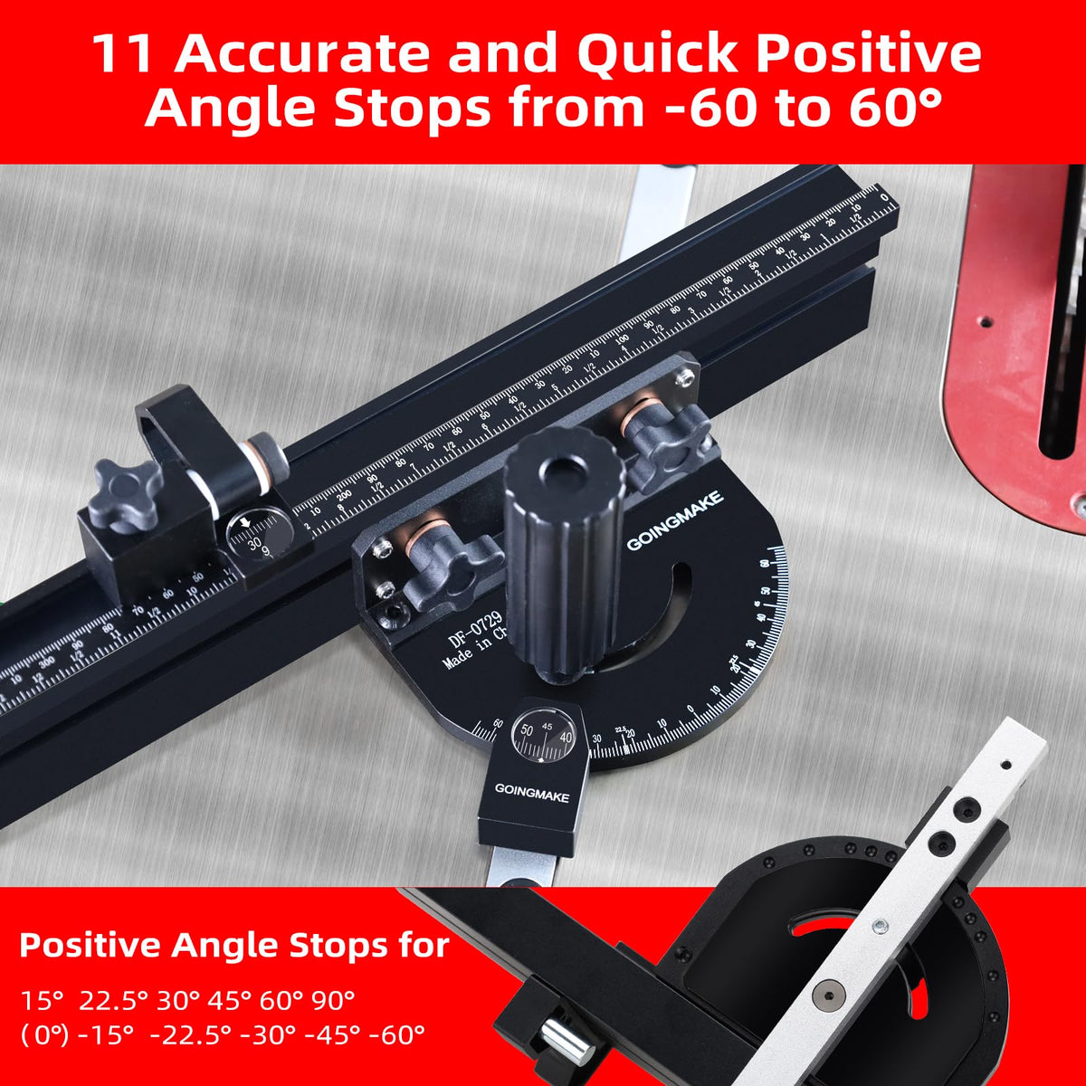 Compact Table Saw Miter Gauge with 14 Inch Fence U499