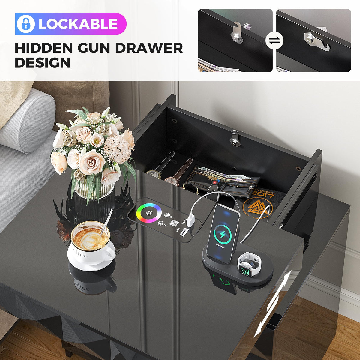 LED Night Stand with Charging Station M903079