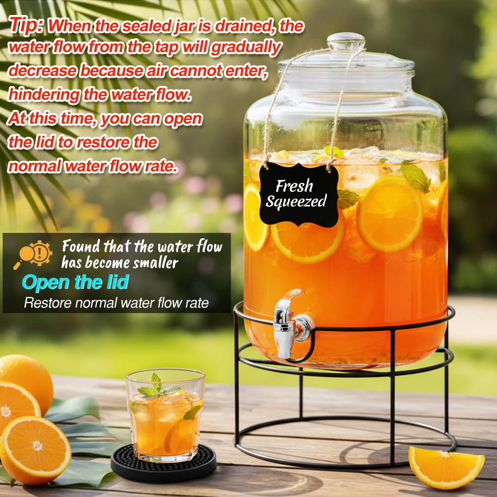 4 Gallon Glass Beverage Dispenser with Stand and Spigot W852841