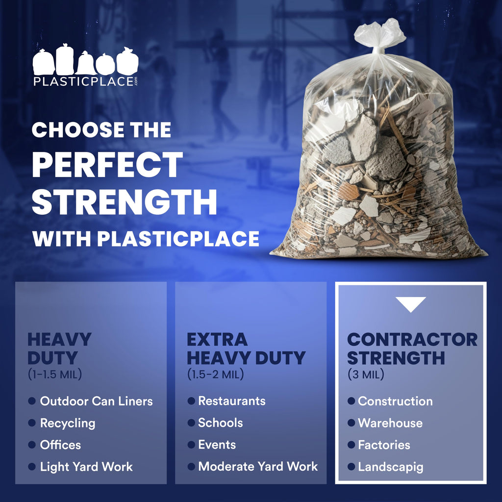 42 Gallon Clear Heavy Duty Trash Bags 4.0 Mil 50 Case W414