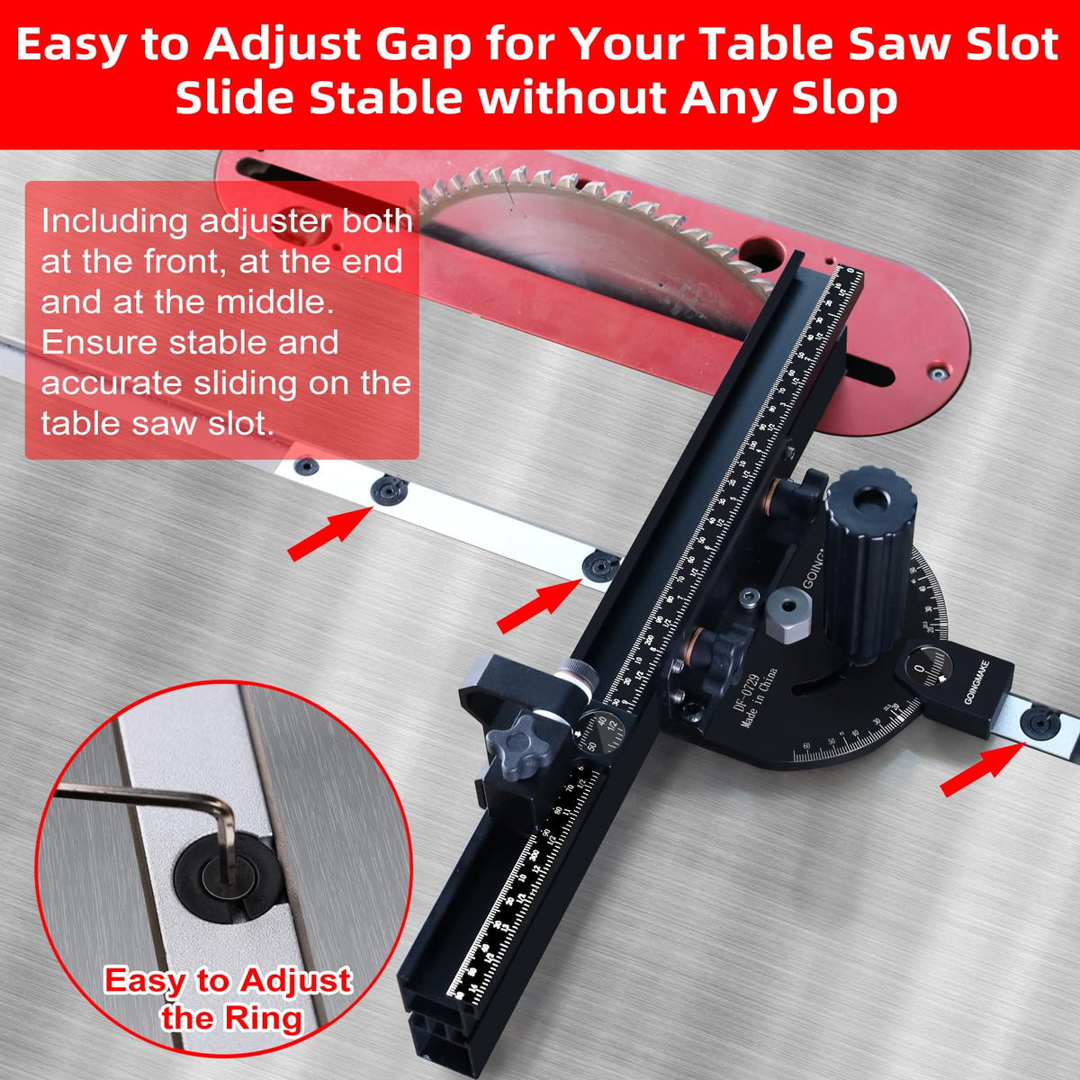Compact Table Saw Miter Gauge with 14 Inch Fence U499