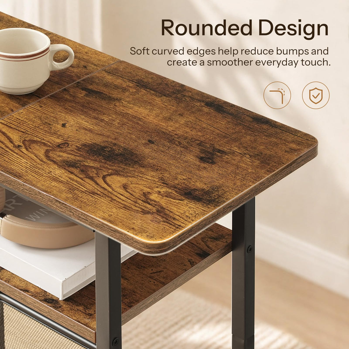 Narrow 3-Tier Side Table with Shelf I586