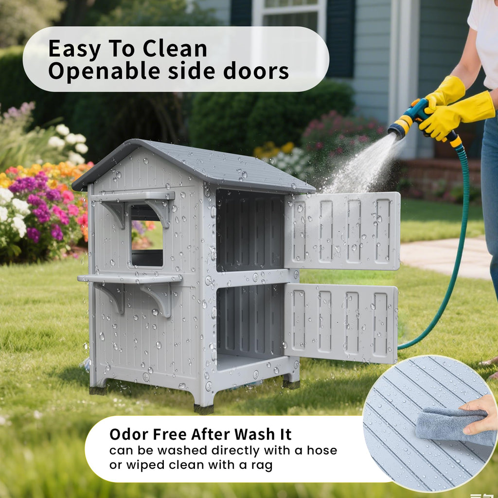 Weatherproof 2 Story Cat House with Mat Q8661