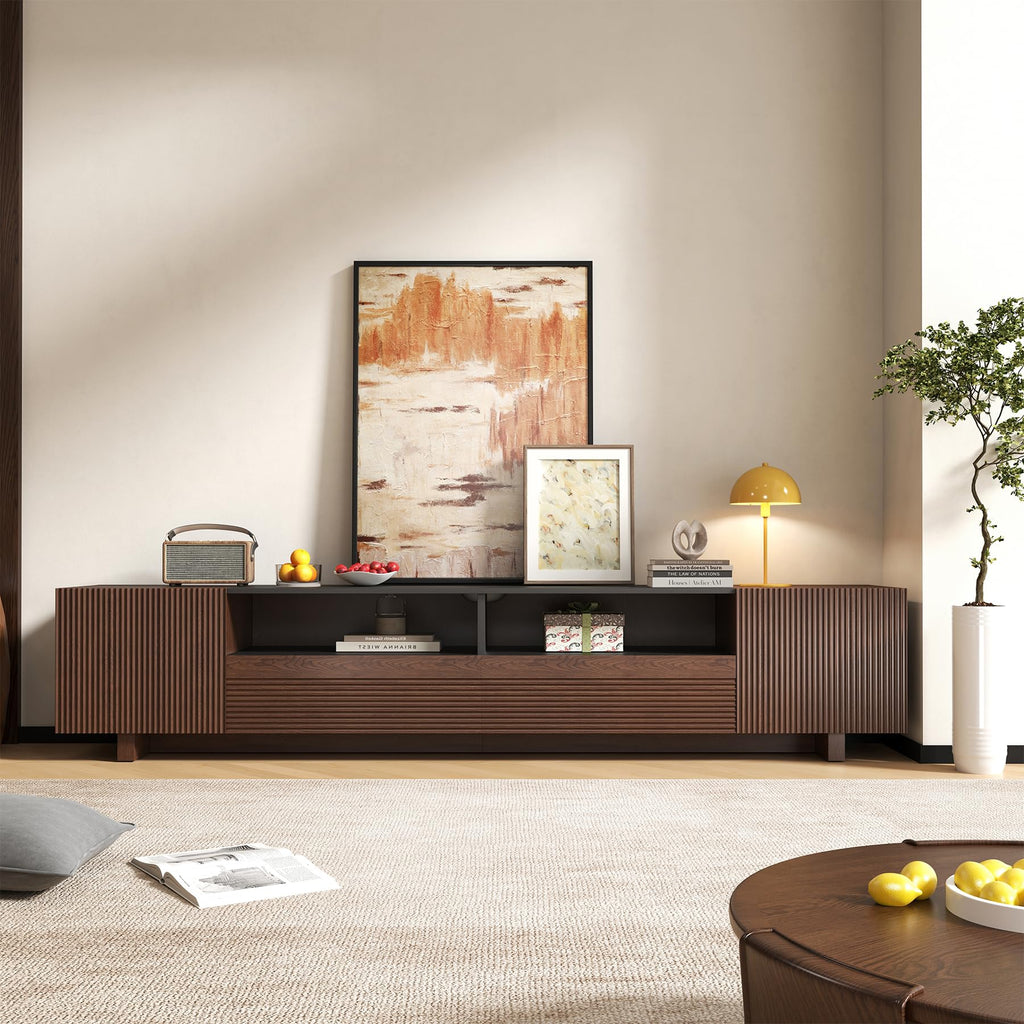 78.8 Inch Dark Brown Walnut TV Stand with Storage X4137