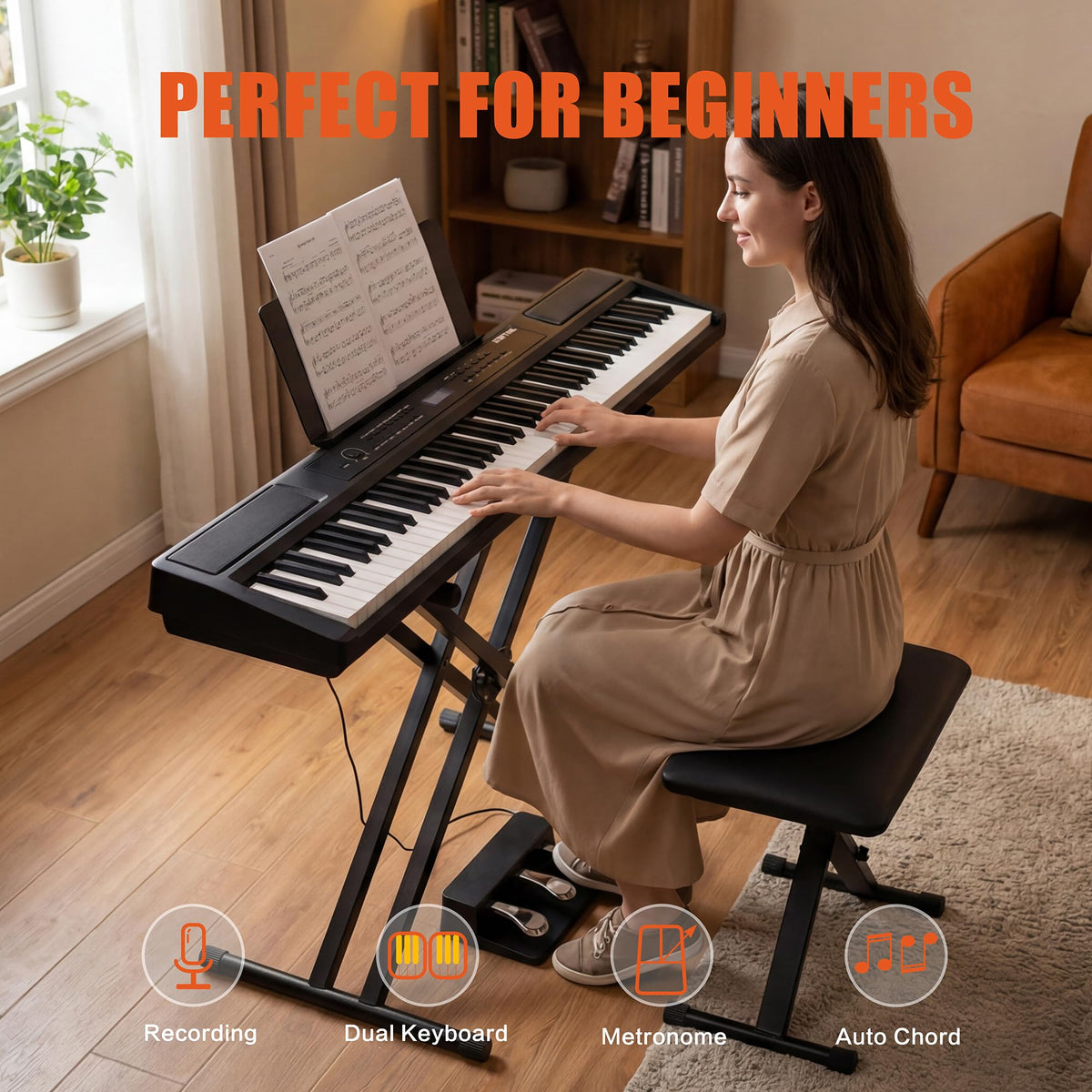 88 Key Weighted Digital Piano with Bench and 3 Pedal Unit V14405