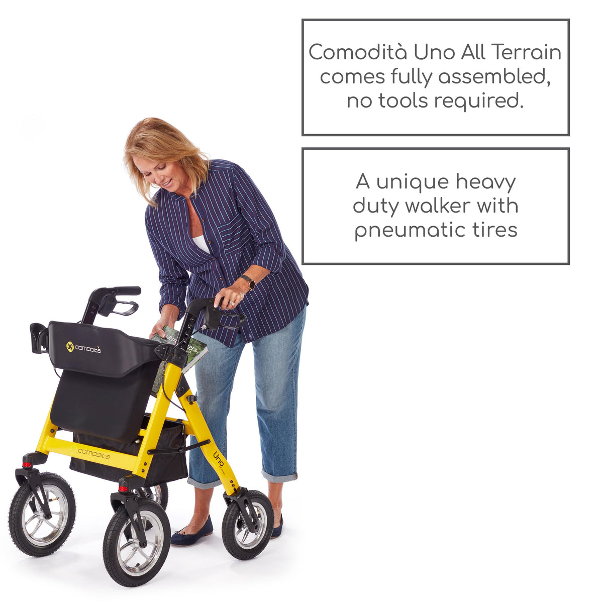 All Terrain Rolling Walker with Pneumatic Tires D48776