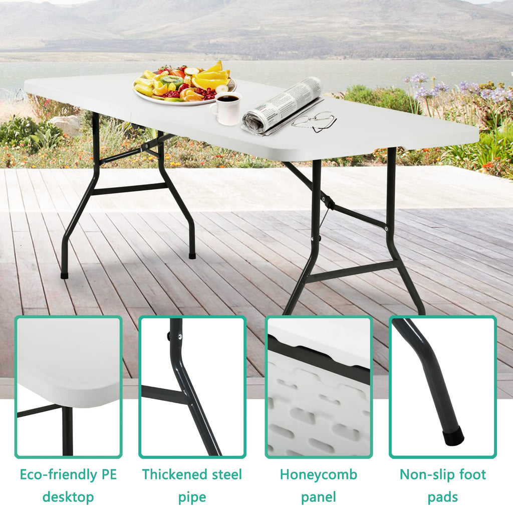 6FT White Portable Plastic Folding Table D253