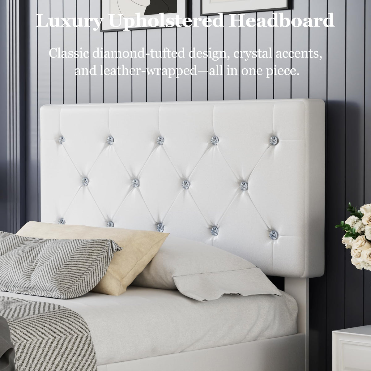Twin Size Upholstered Bed Frame with Storage Drawers T948434