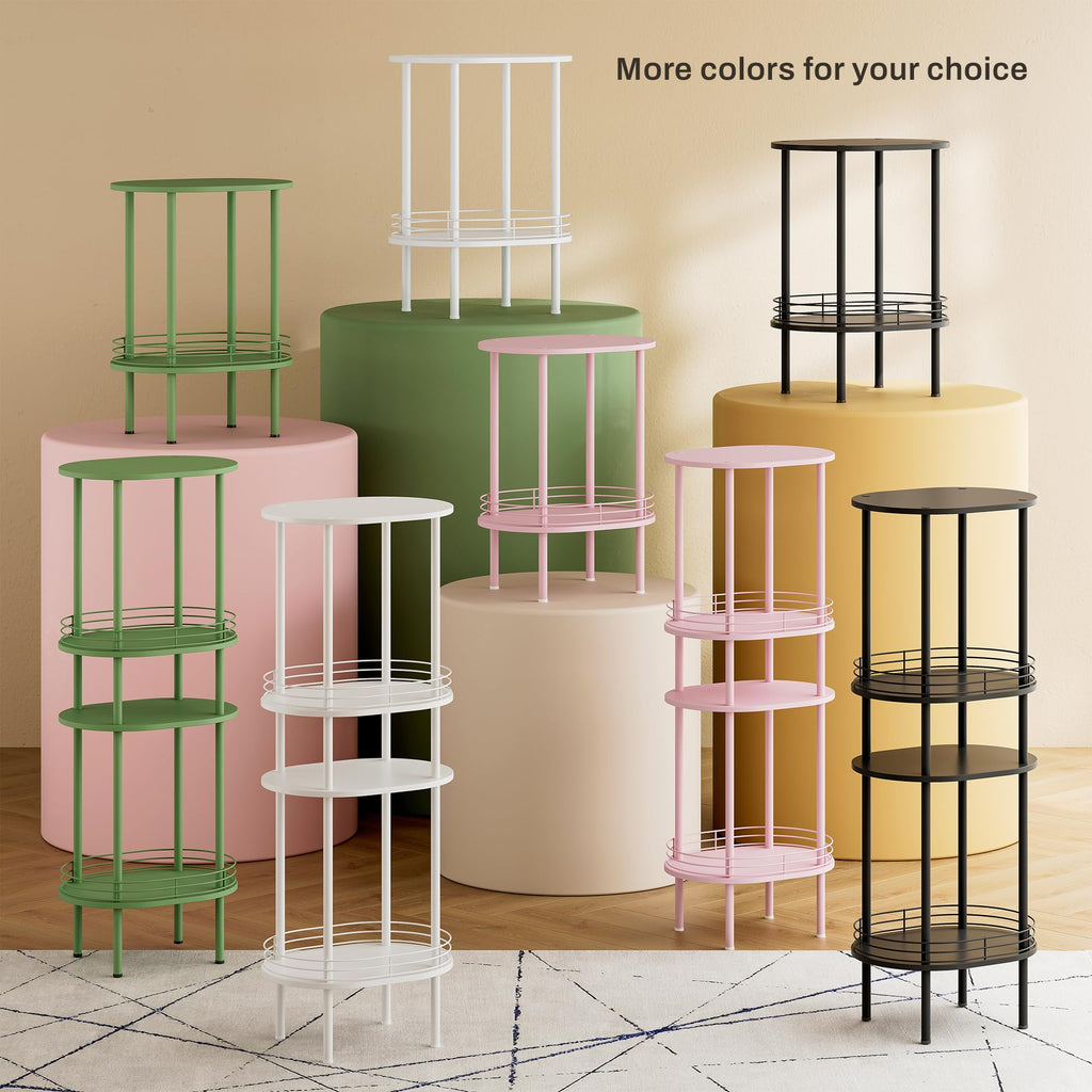 Oval Side Table with Storage, 2-Tier Green End Table C165