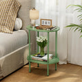 Oval Side Table with Storage, 2-Tier Green End Table C165