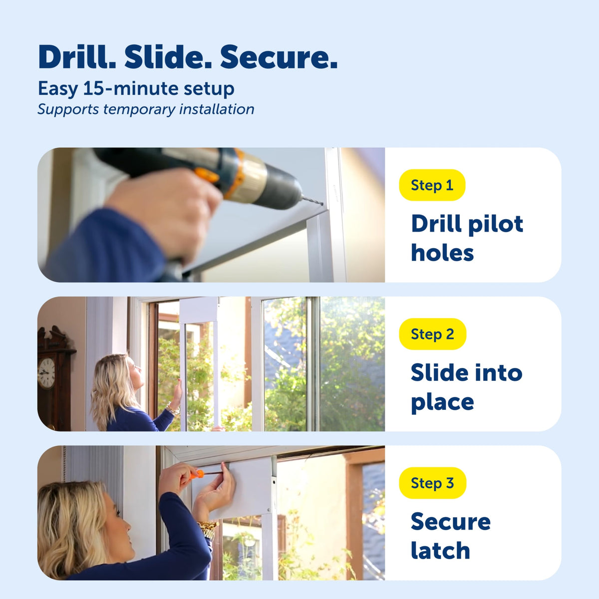 Sliding Glass Pet Door, Large, White U4942