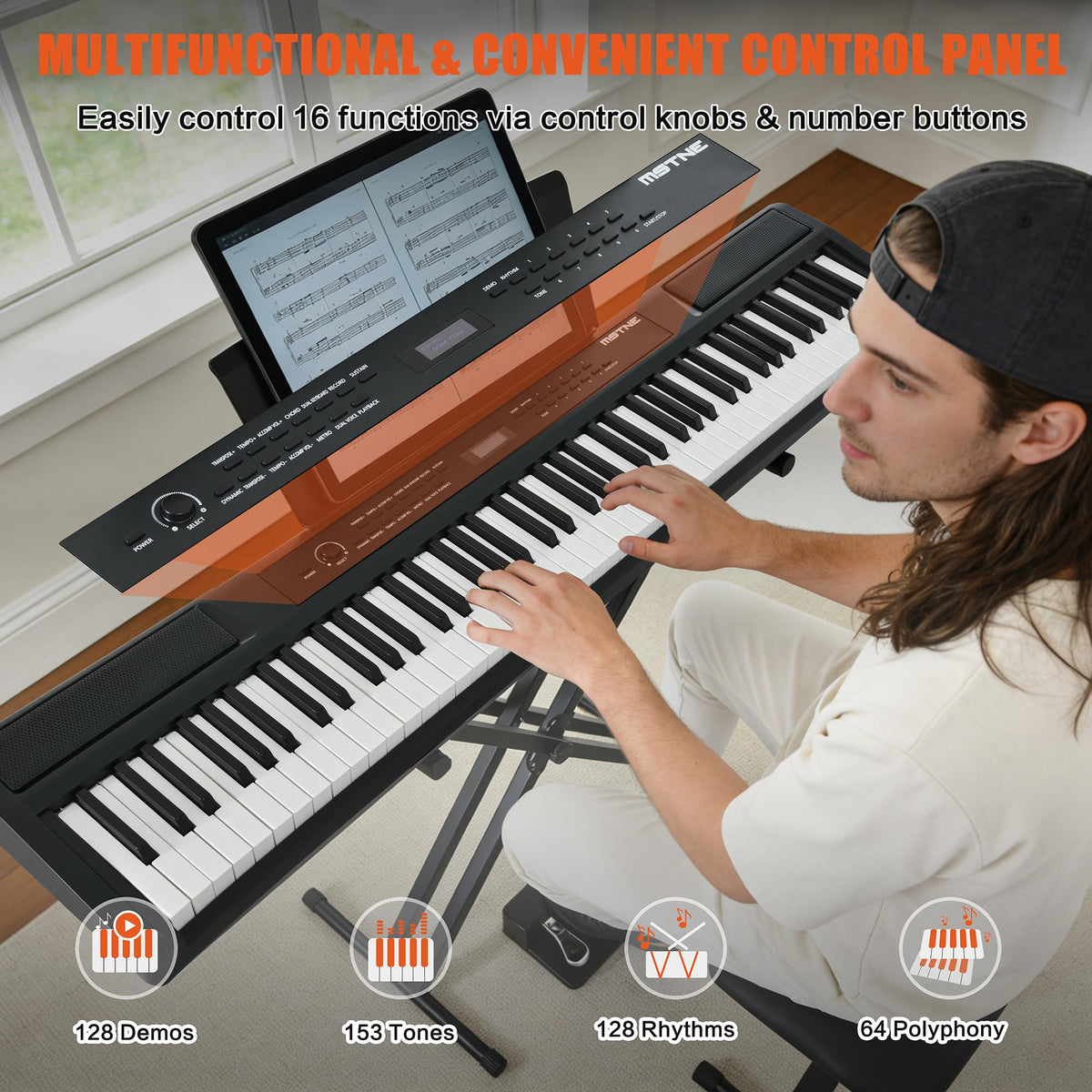 88 Key Weighted Digital Piano with Bench and 3 Pedal Unit V14405
