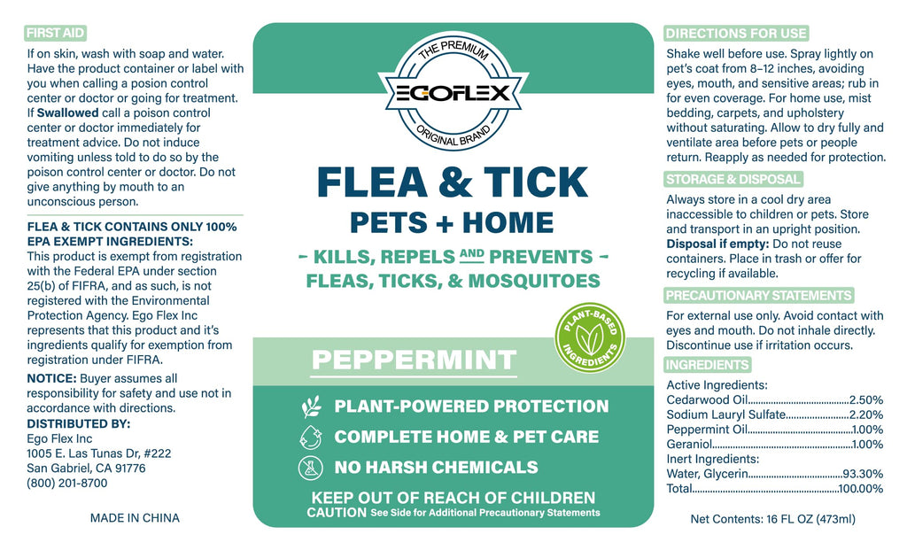 Plant-Based Flea Spray with Peppermint Scent 16oz D255321