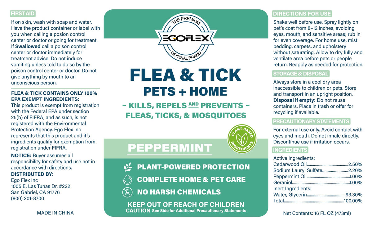 Plant-Based Flea Spray with Peppermint Scent 16oz D255321