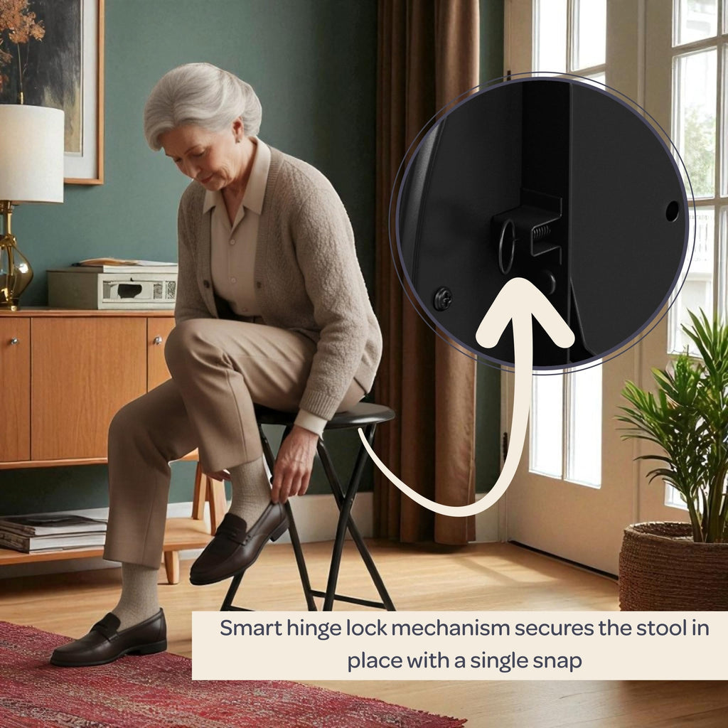 Black 18 Inch Portable Folding Stool O3342