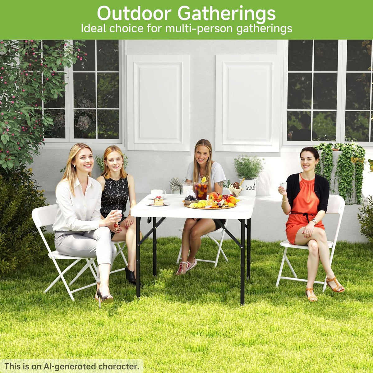 34" Square Folding Table with Handle and Removable Legs, White M340
