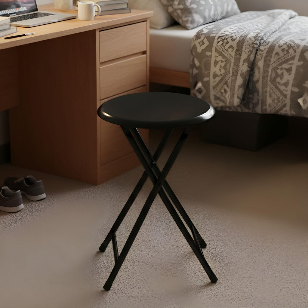 Black 18 Inch Portable Folding Stool O3342