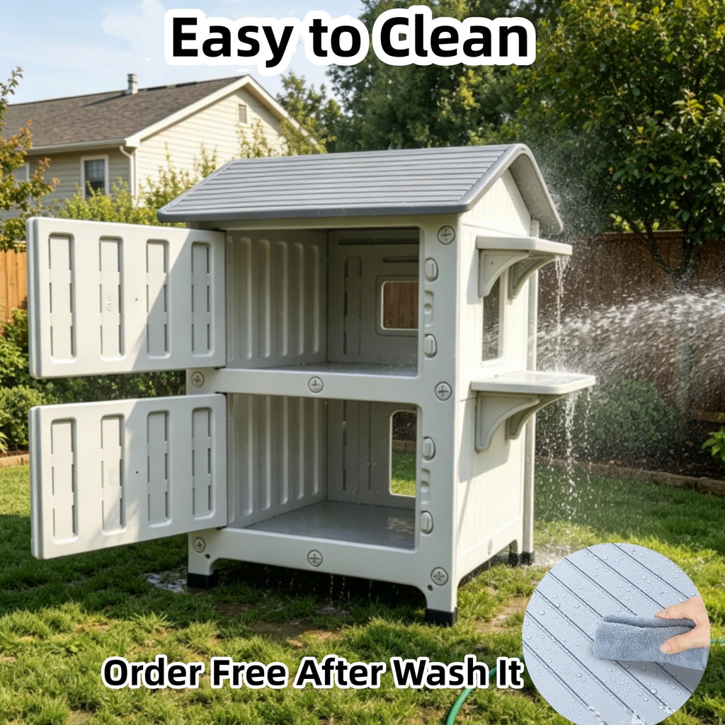 Weatherproof 2 Story Cat House with Mat Q8661