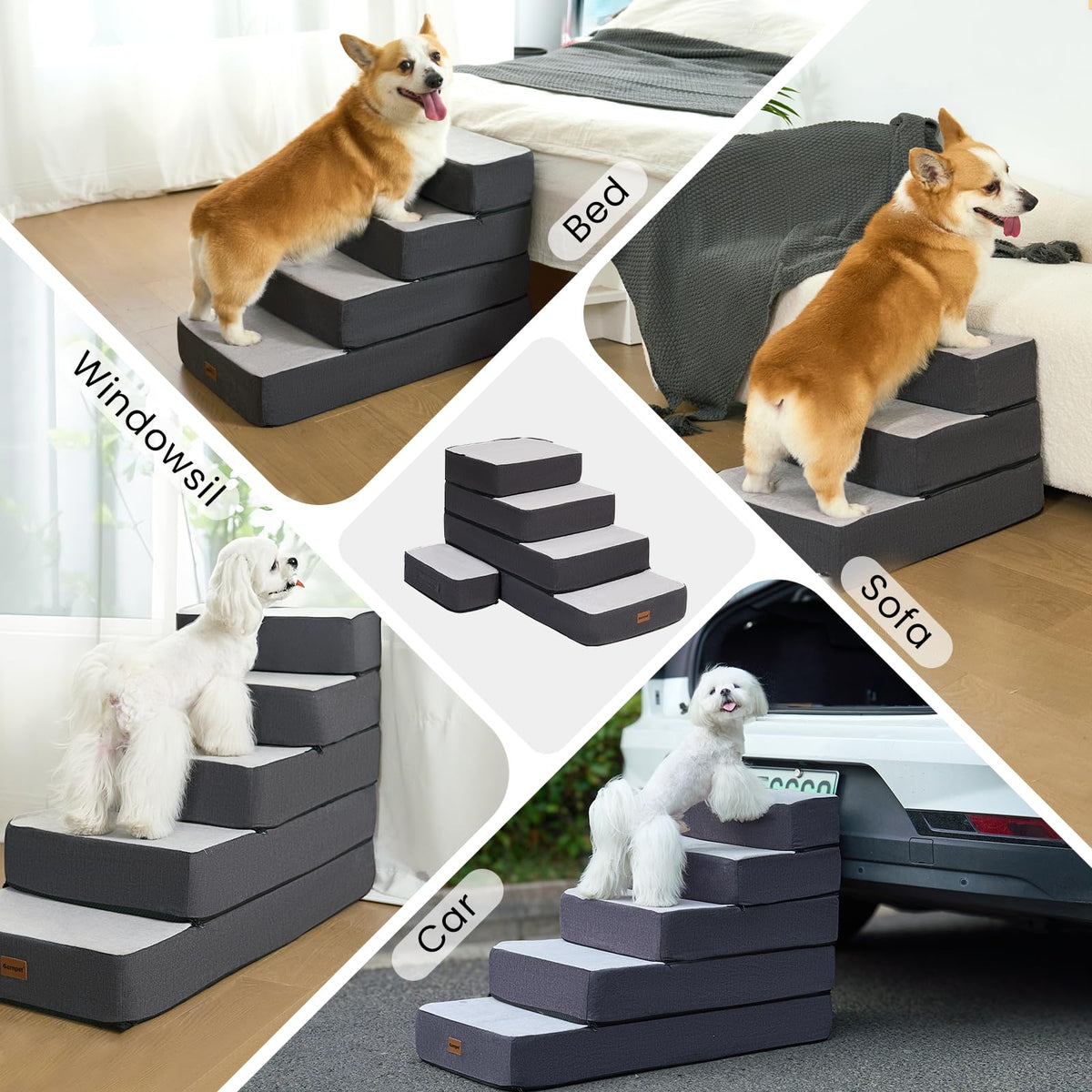 4-Step Adjustable Foldable Non-Slip Dog Stairs H175120