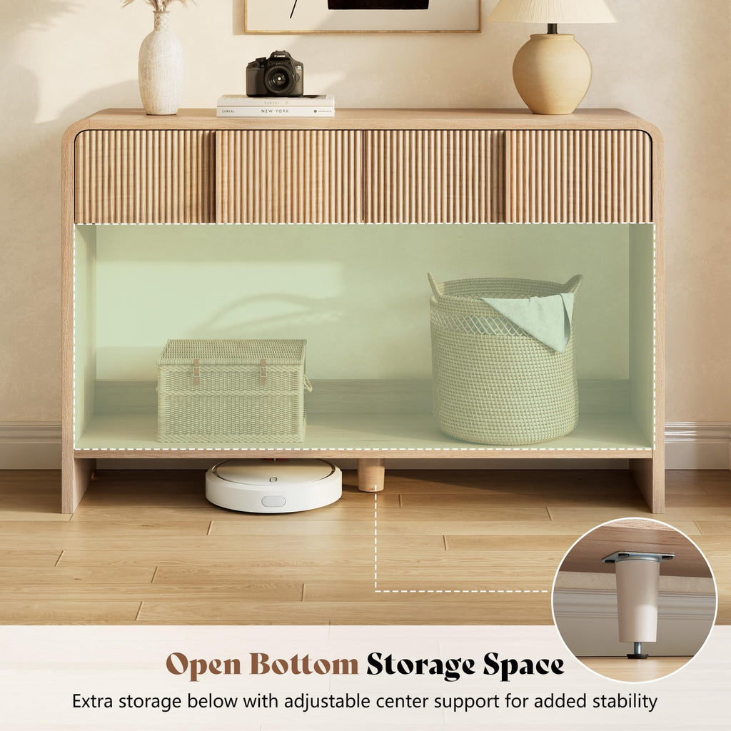 45" Fluted Console Table with 2 Drawers and Open Shelf U951042
