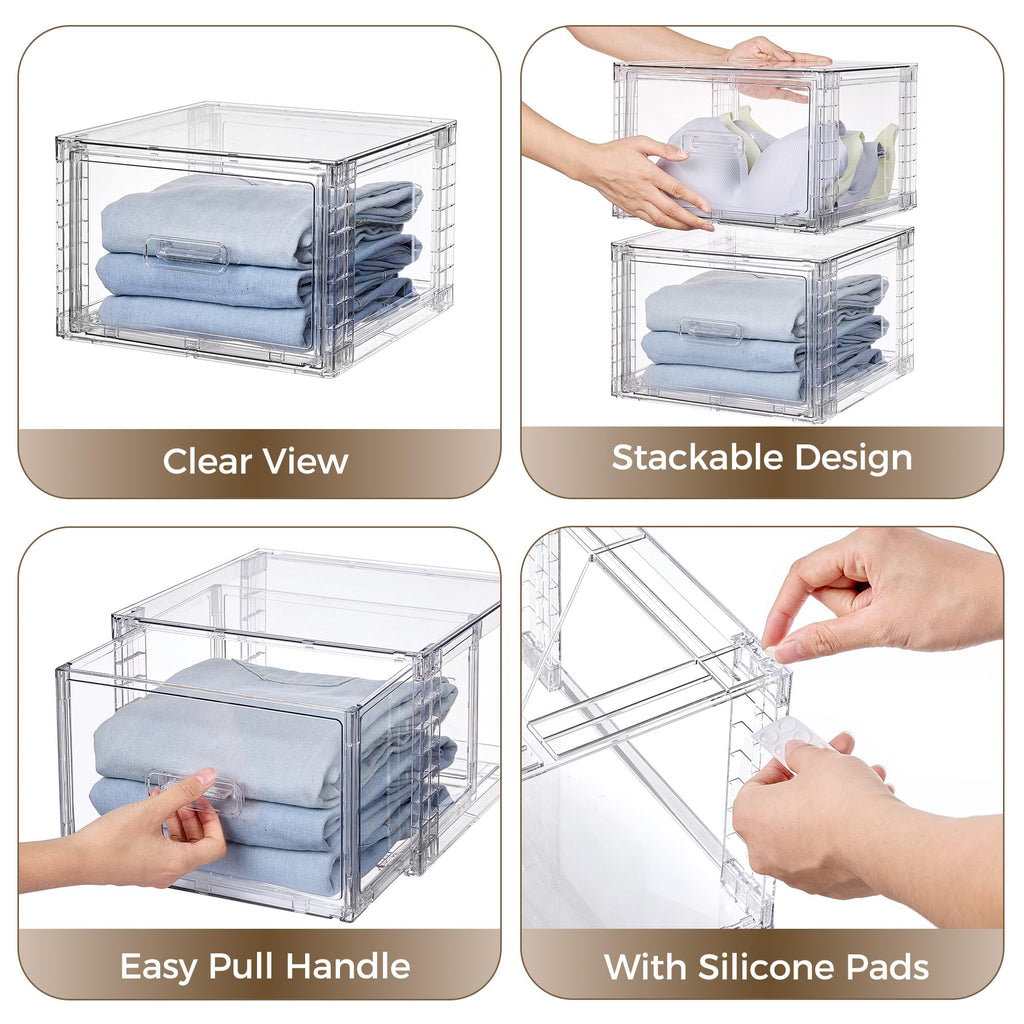 Clear Stackable Storage Drawers 4 Pack 15QT O467