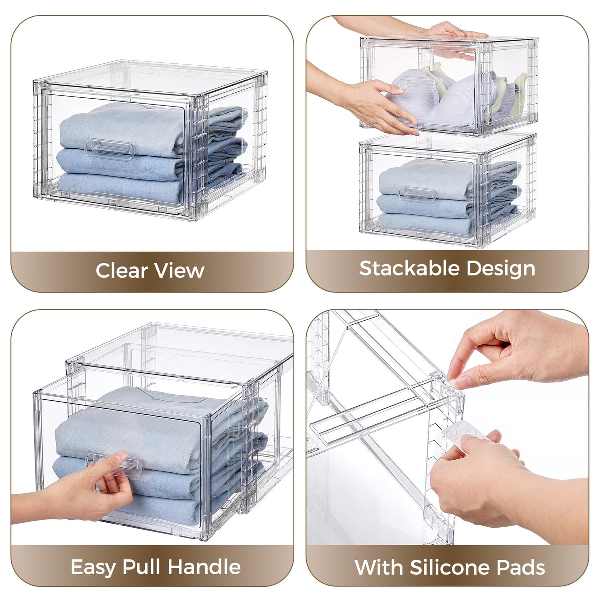 Clear Stackable Storage Drawers 4 Pack 15QT O467
