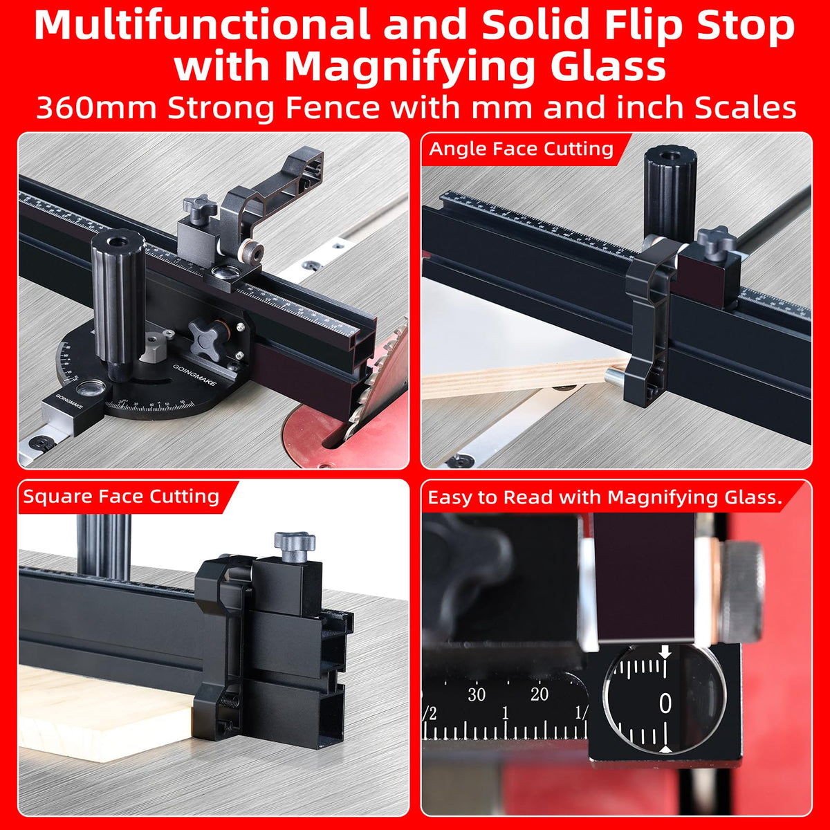 Compact Table Saw Miter Gauge with 14 Inch Fence U499