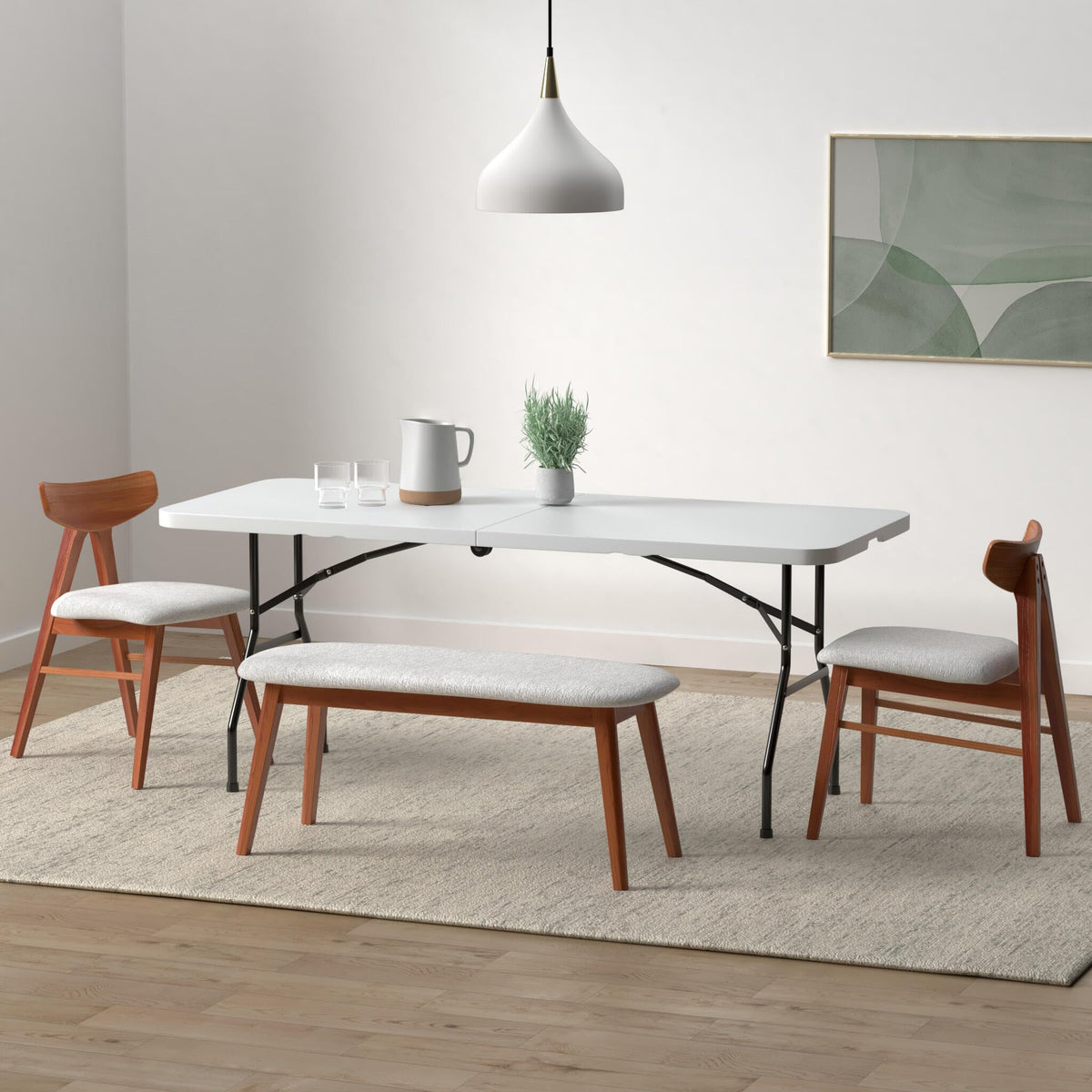 6FT White Portable Plastic Folding Table D253