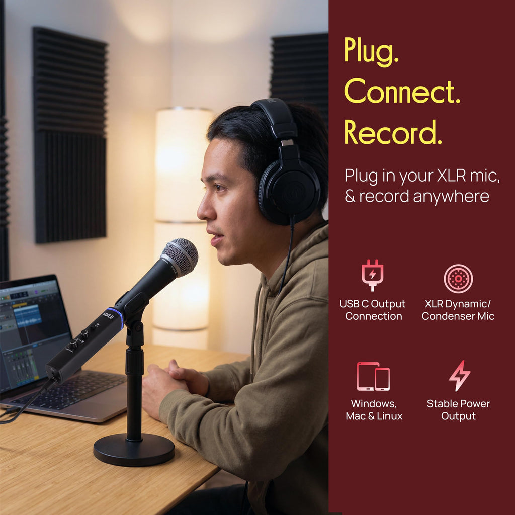 XLR-to-USB Microphone Signal Adapter with Phantom Power D35546