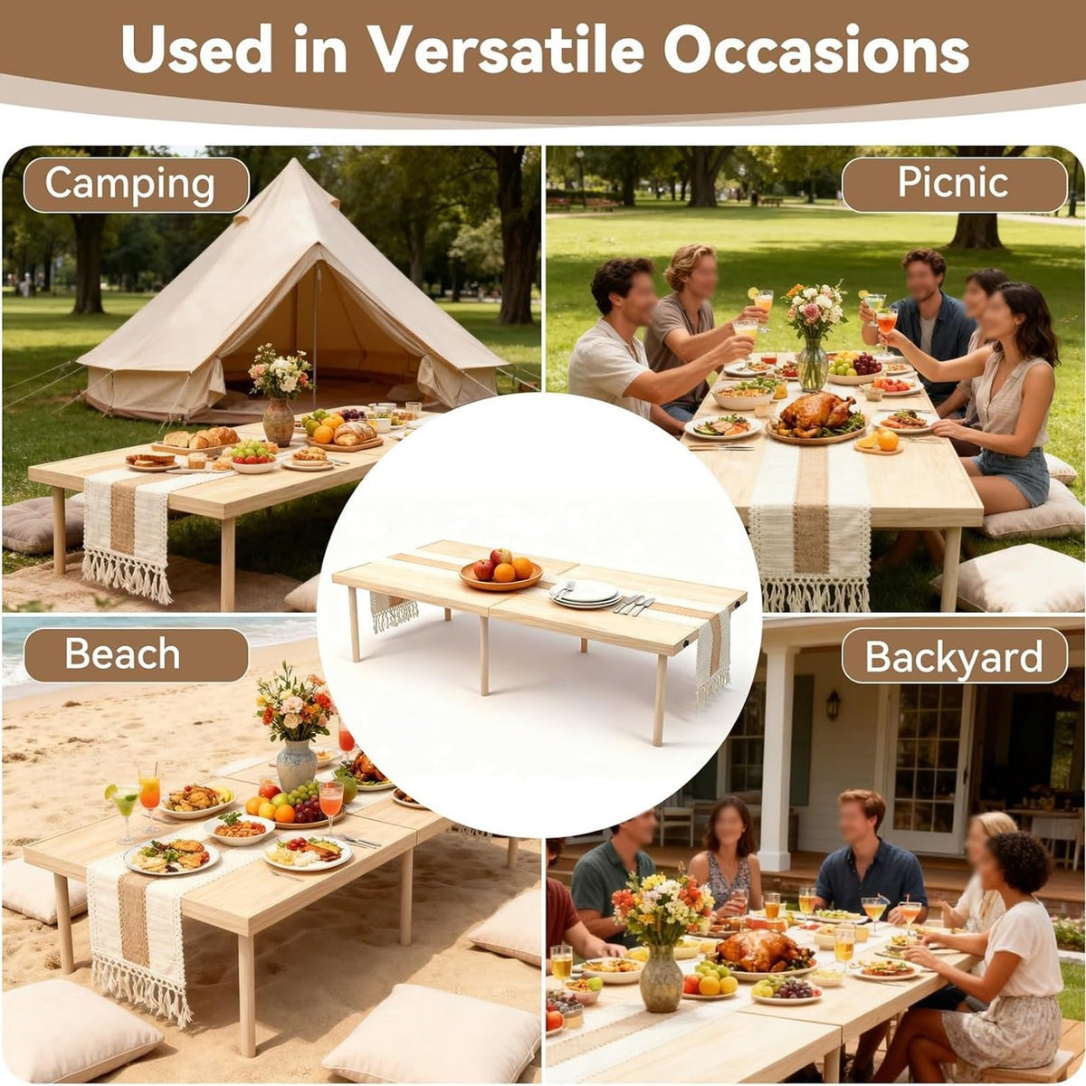 Wood Low Folding Picnic Table Y396