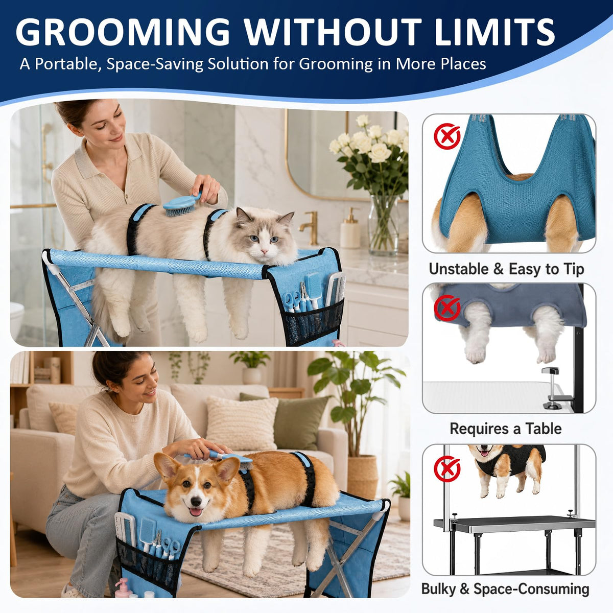 Pet Grooming Hammock with Stand D9912