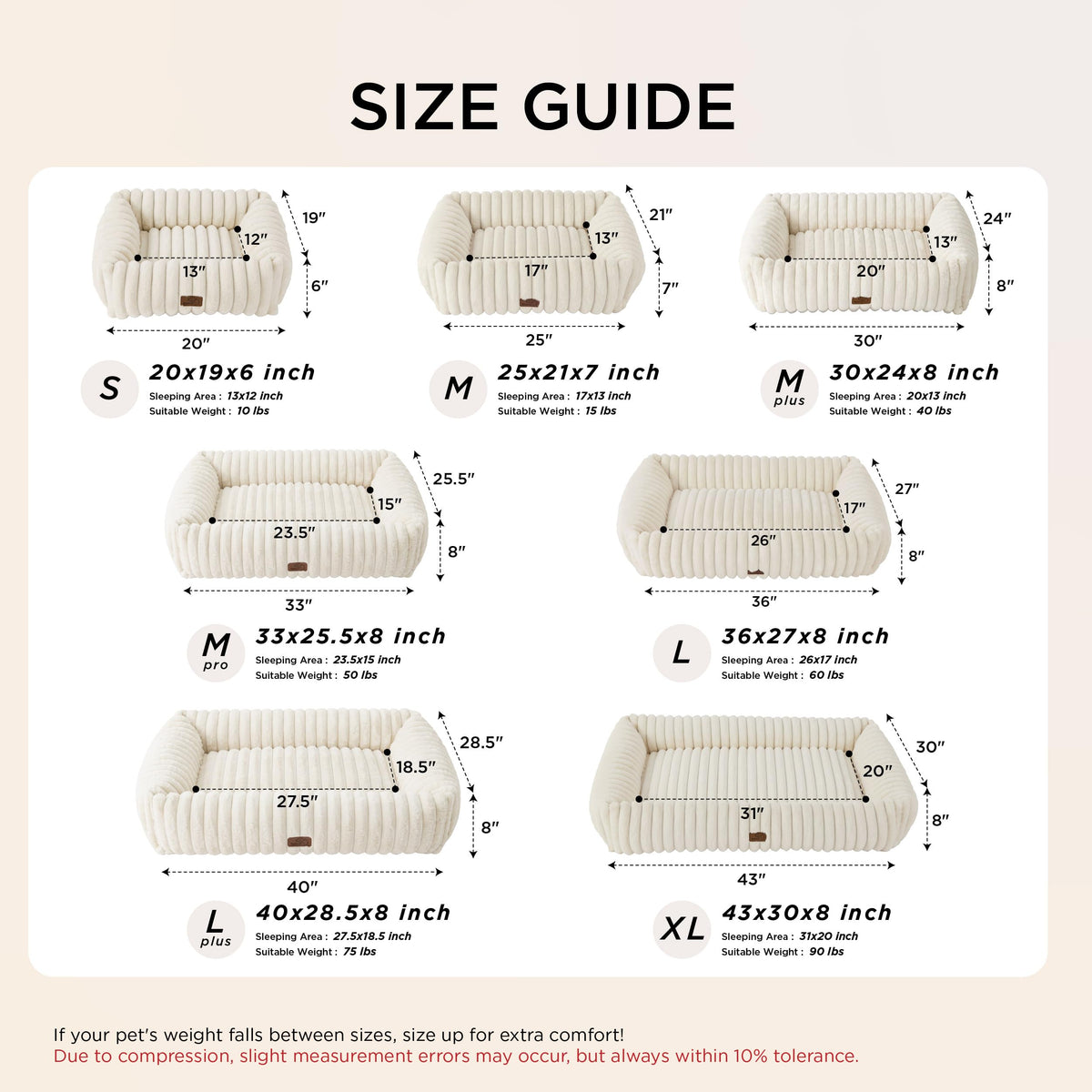 Cream Washable Dog Bed E83386
