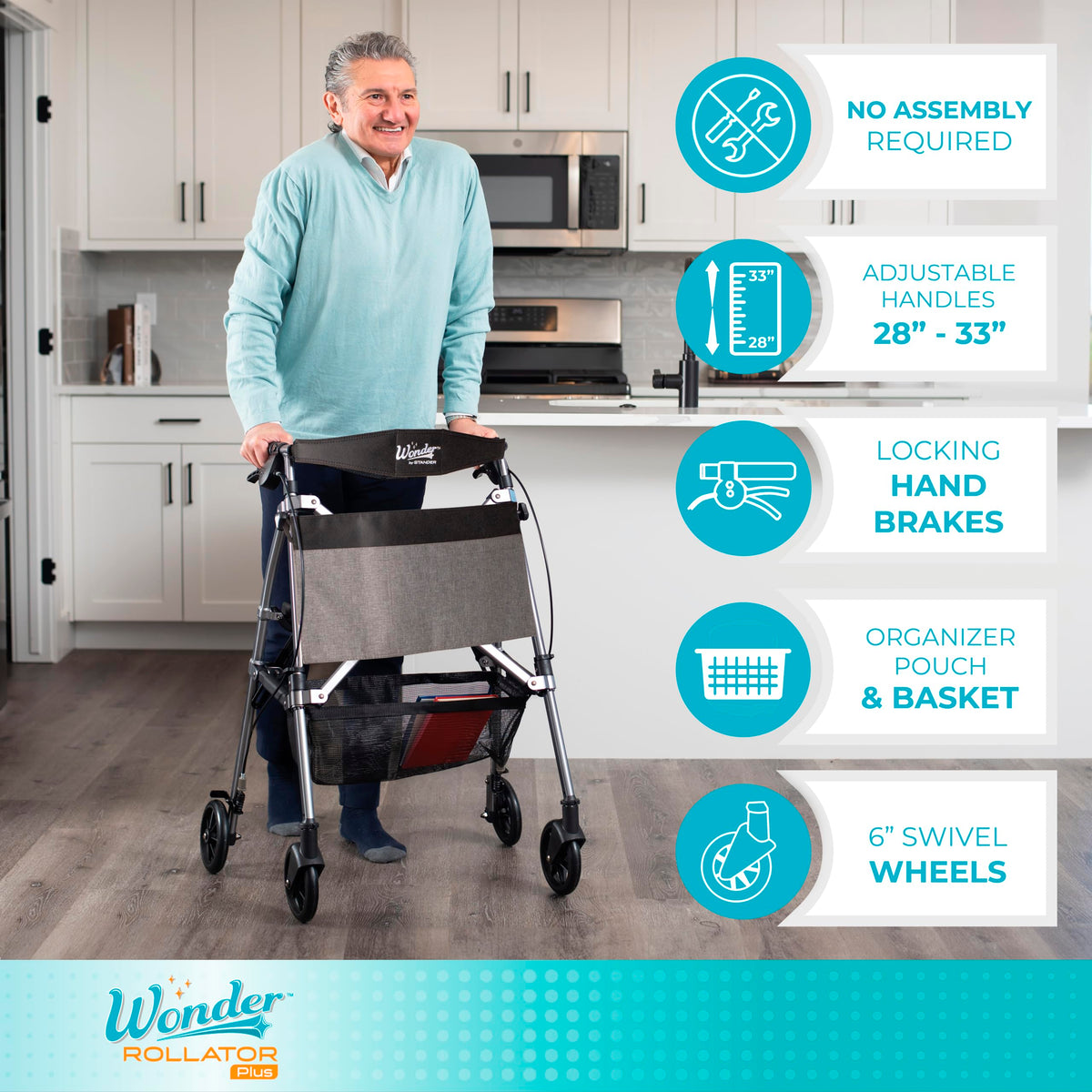 Lightweight Folding Mobility Aid with Four Wheels and Seat R92981
