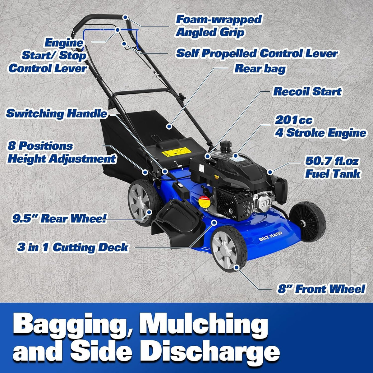 21" Self Propelled Gas Lawn Mower O30709