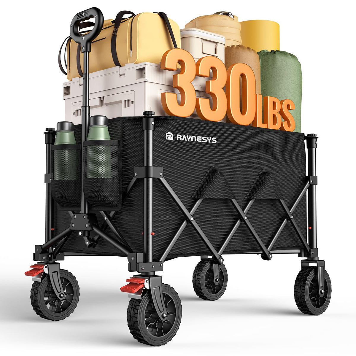 180L Foldable Wagon Cart with Wheels and Brakes C486455