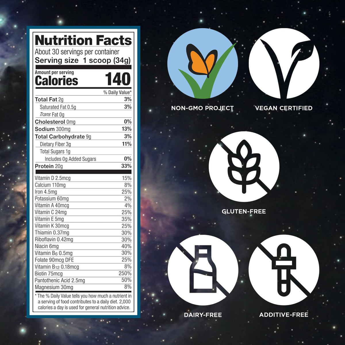 Plant Based Vegan Protein Powder Vanilla 2.3lbs K2231