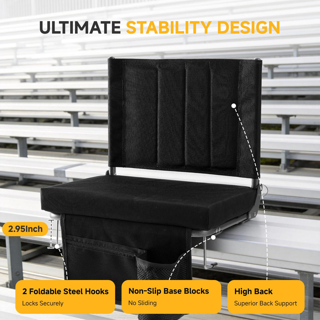 Stadium Seats with Back Support 2 Pack, Black Z505069