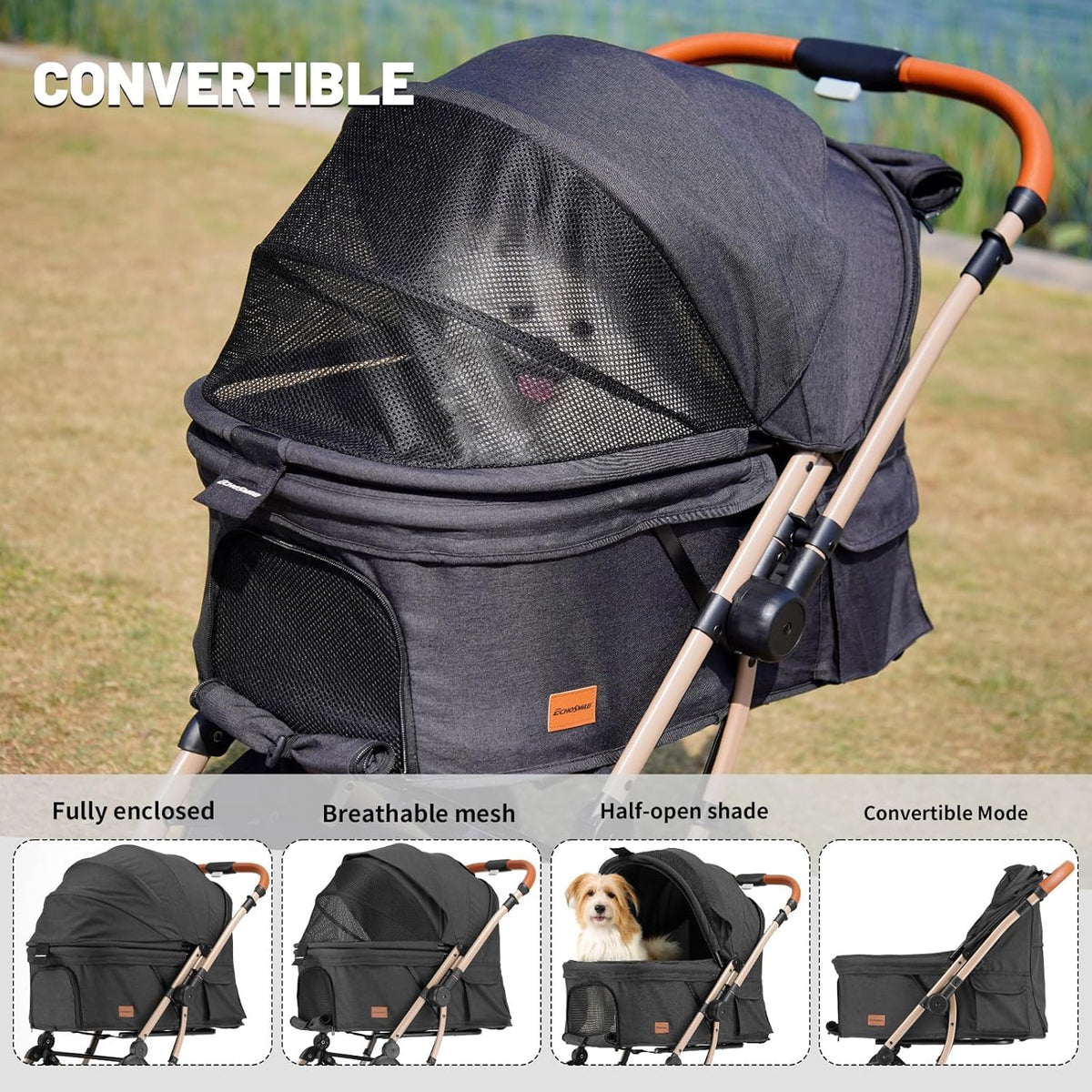 4-Wheel Pet Stroller with Reversible Handle H32268