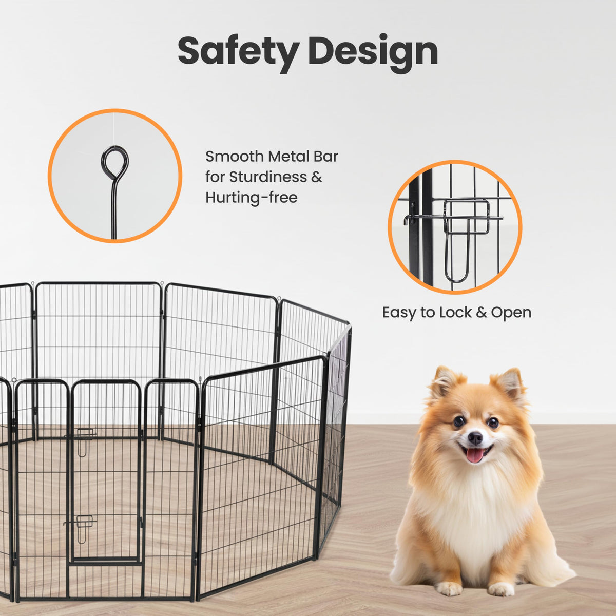 32 Inch 16 Panels Black Dog Playpen V1374