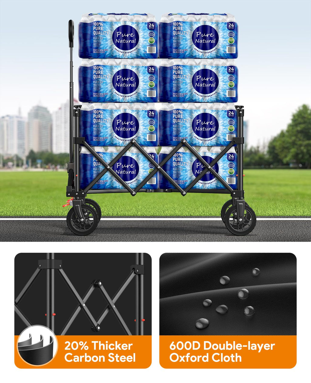 180L Foldable Wagon Cart with Wheels and Brakes C486455