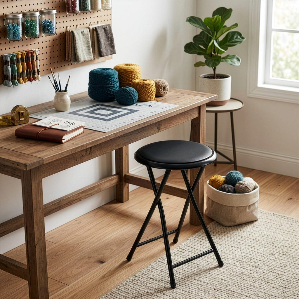 Black 18 Inch Portable Folding Stool O3342