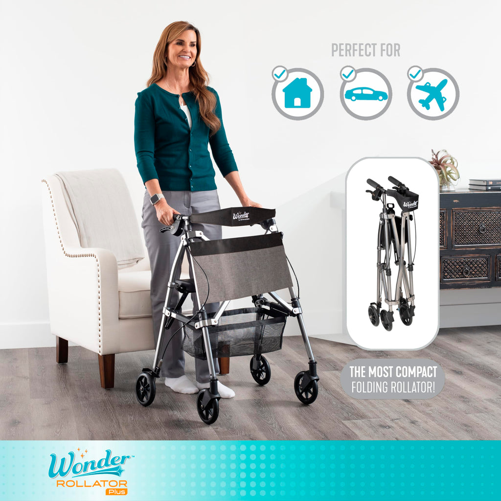 Lightweight Folding Mobility Aid with Four Wheels and Seat R92981